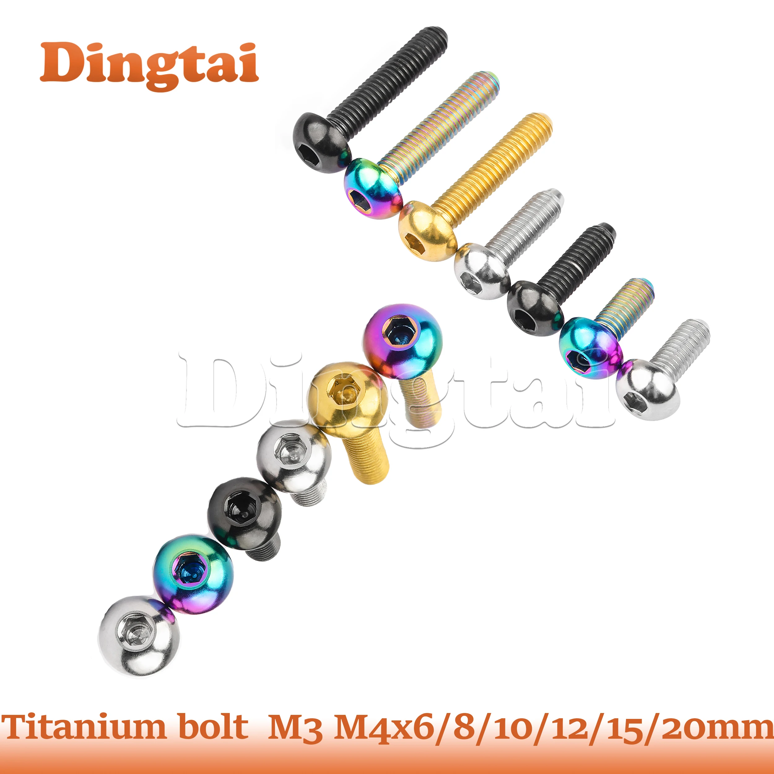 

Dingtai Titanium Bolt M3 M4x8 10 12 15 20mm Half Round Head Hex Socket Screw For Bicycle