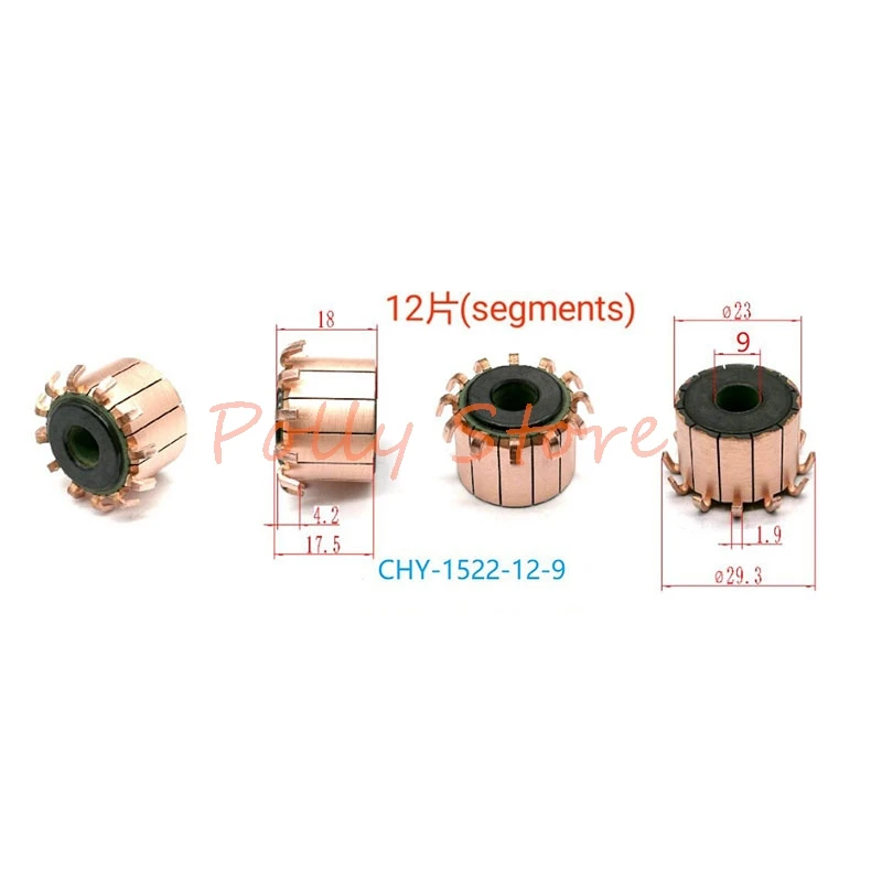 9*23*18(17.5) มม.12P ทองแดงฟันประเภทตะขอไฟฟ้ามอเตอร์ Commutator CHY-1522-12-9
