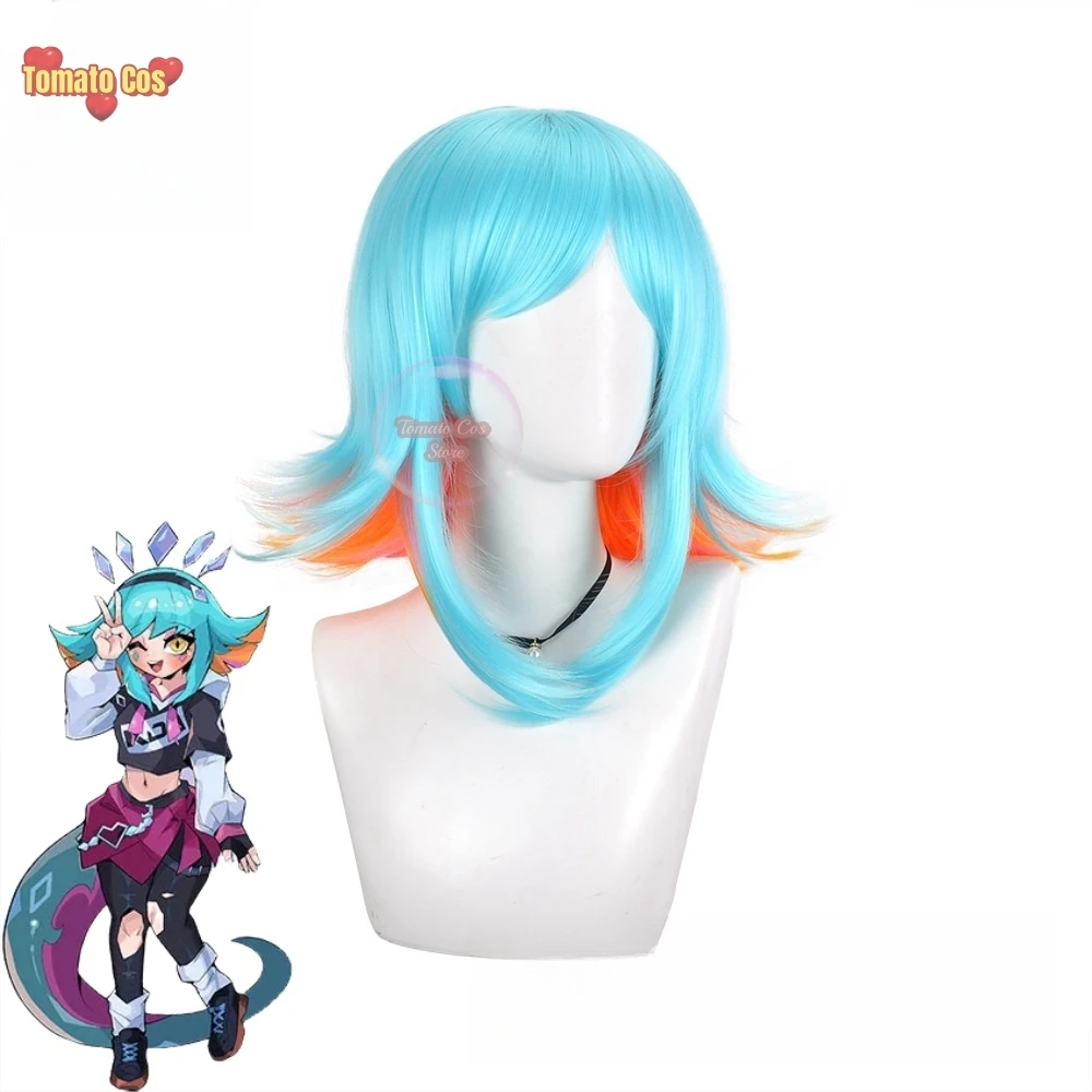 KDA Super Fan Neeko Cosplay Wig 35-40cm Mixed Color Women Cosplay Wigs Heat Resistant Synthetic Hair