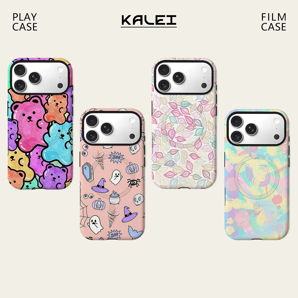 Coque de téléphone Pastel Gummy Bear magnétique pour iPhone 17 16 15 14 13 12 11 Pro Max Plus, double couche anti-chute