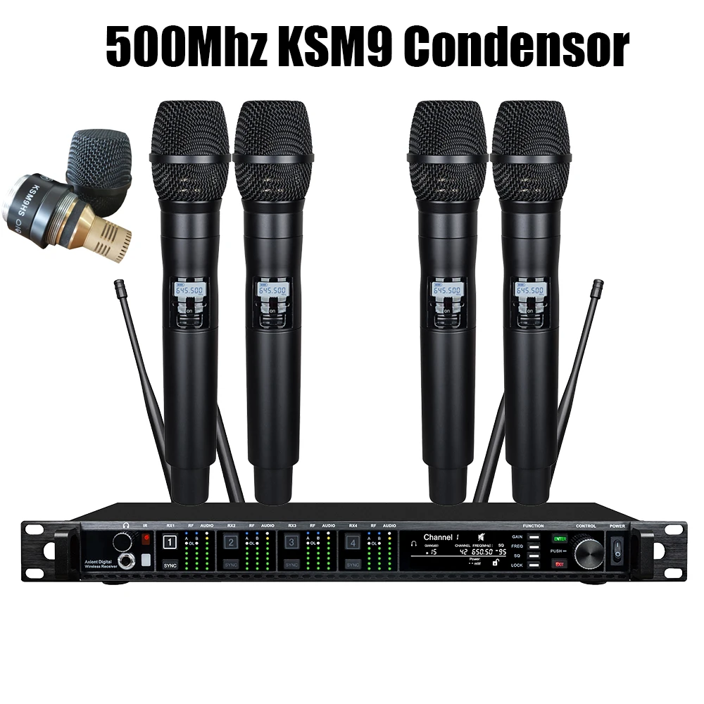 Leicozic AD4Q 4 Channel Wireless Microphone Professional Stage Microfone Condsensor KSM11 KSM9 BETA87A Capsule 500/600/900Mhz