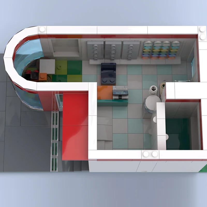 도시 스트리트 뷰 모델 MOC 빌딩 벽돌 의료 클리닉 건물 모듈 형 기술 선물 휴일 조립 어린이 장난감 정장