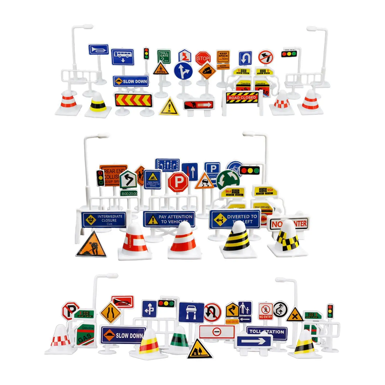28Pcs 1:64 Scale Street Road Signs Playset S Scale Train Railway Sand Table Layout Decoration Diorama Scenery Model Decoration