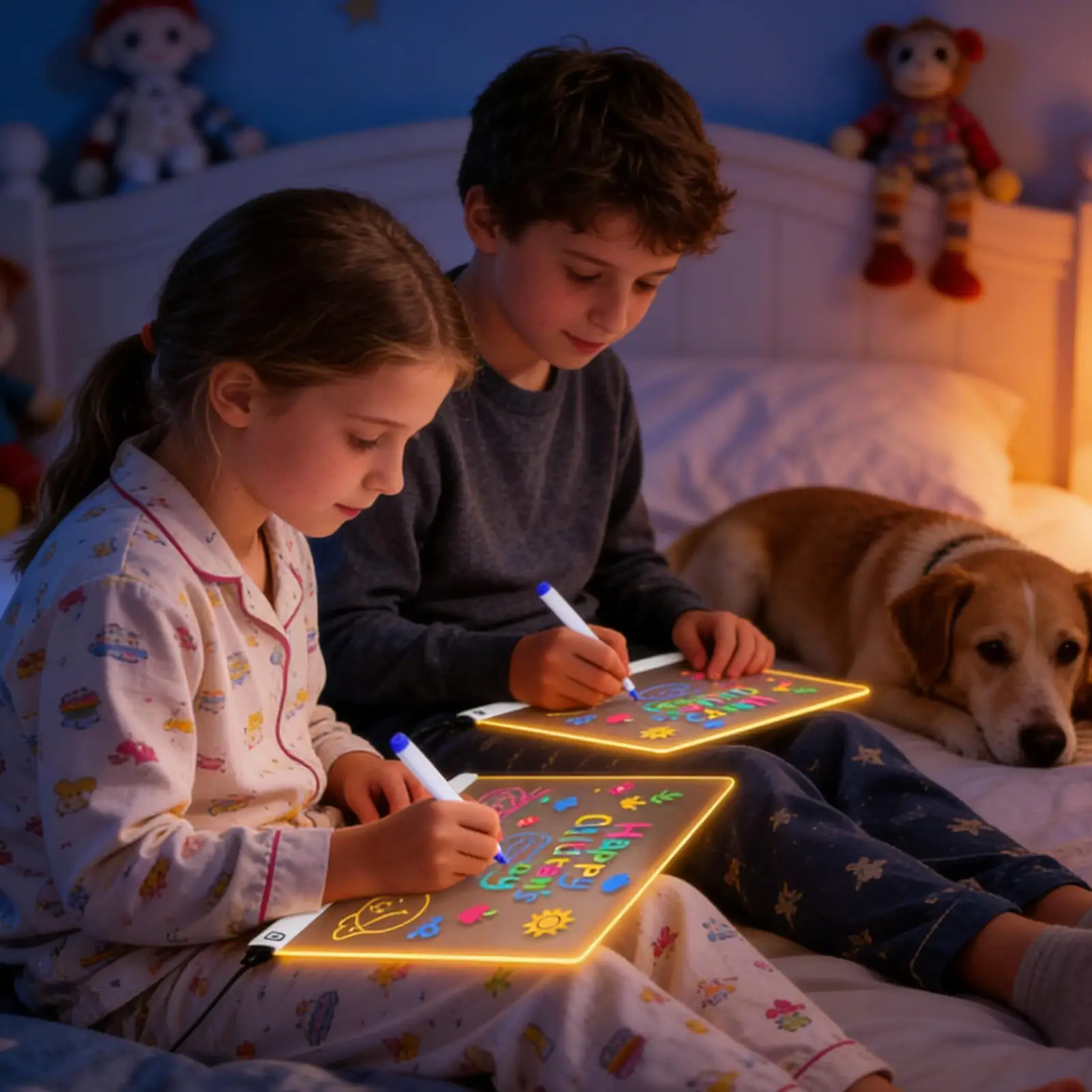 Led-tekentafel 7 kleuren droog wissen aanraakbediening ambachten speelgoed led-lichtbord voor kinderen nachtlampje thuiskantoren schoolvakantie