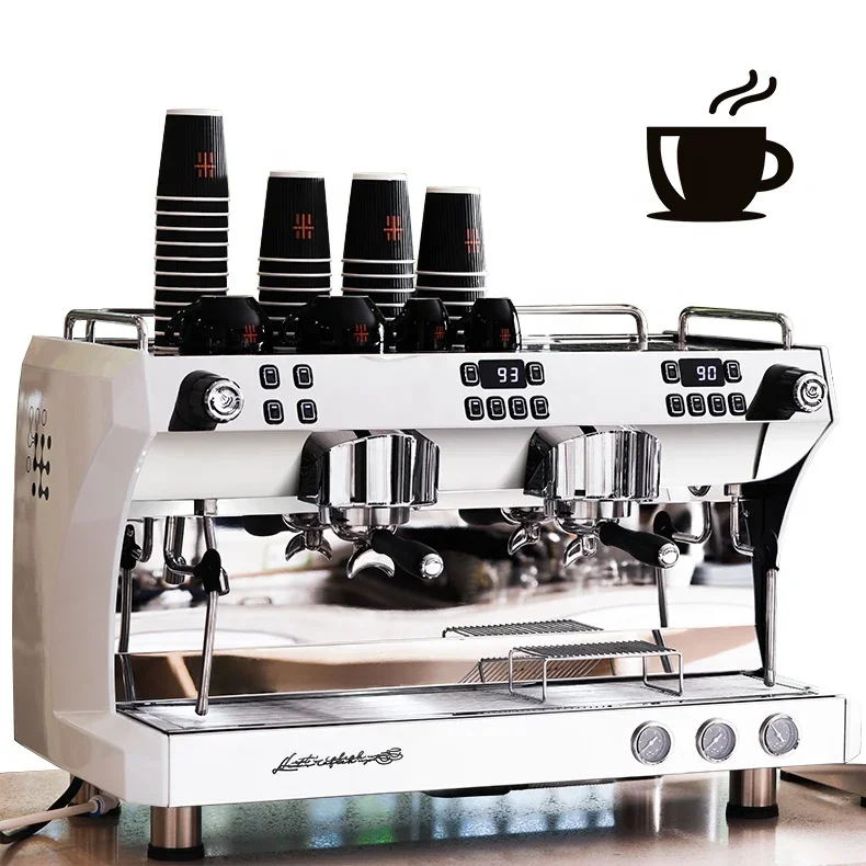 Cafetera semiautomática italiana de dos grupos, máquina de Espresso profesional, comercial, de alta calidad