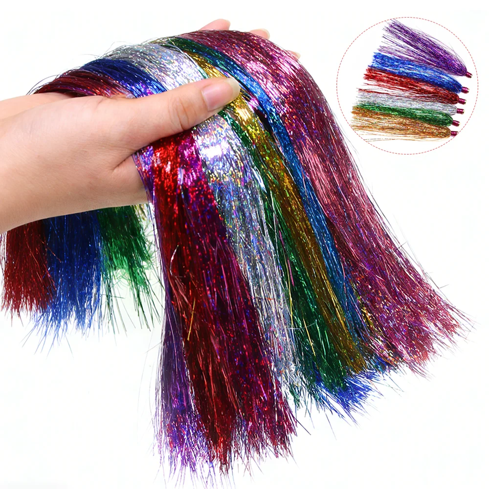 2 Packungen/12 Packungen Holographisches Flaches Kristall-Tinsel Flashabou Tinsel Fliegenbindematerial für Streamer Fliegen-Jigs Köder für Hecht und Forelle