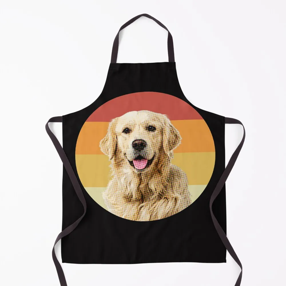 

golden retriever vintage retro face dog Apron Cooking Clothes barber uniform kitchen jacket woman Apron