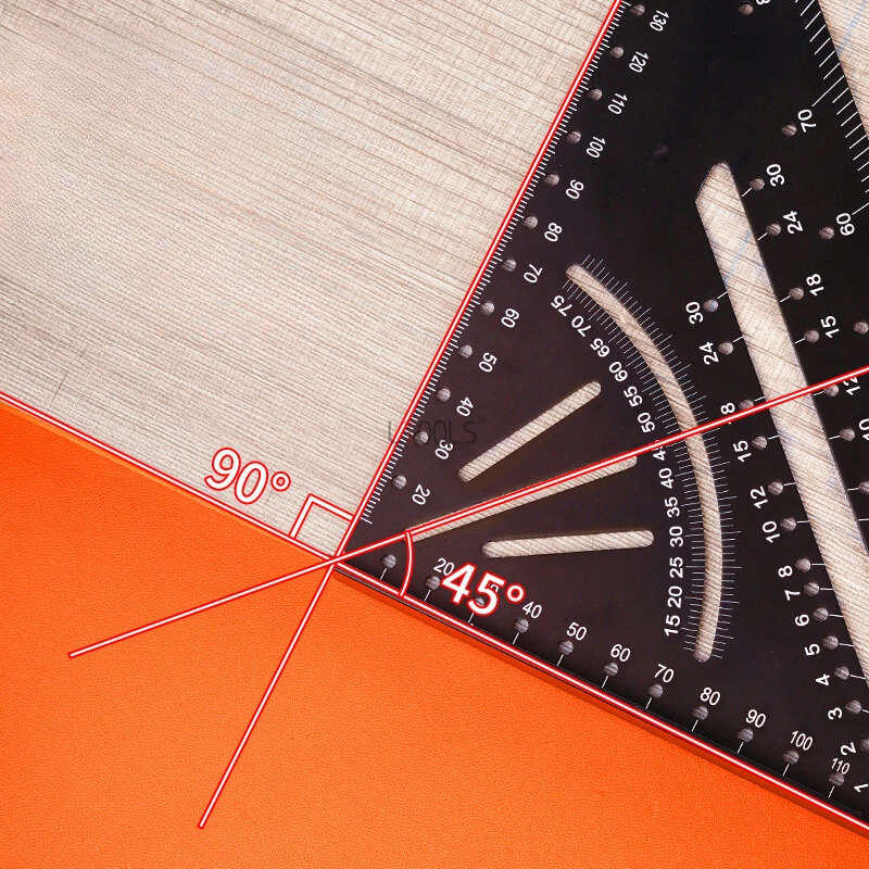 45/90 Degree Woodworking Triangle Ruler Inch Multifunctional Marking Hole Ruler Centimeter Millimeter Precision Measuring Tool