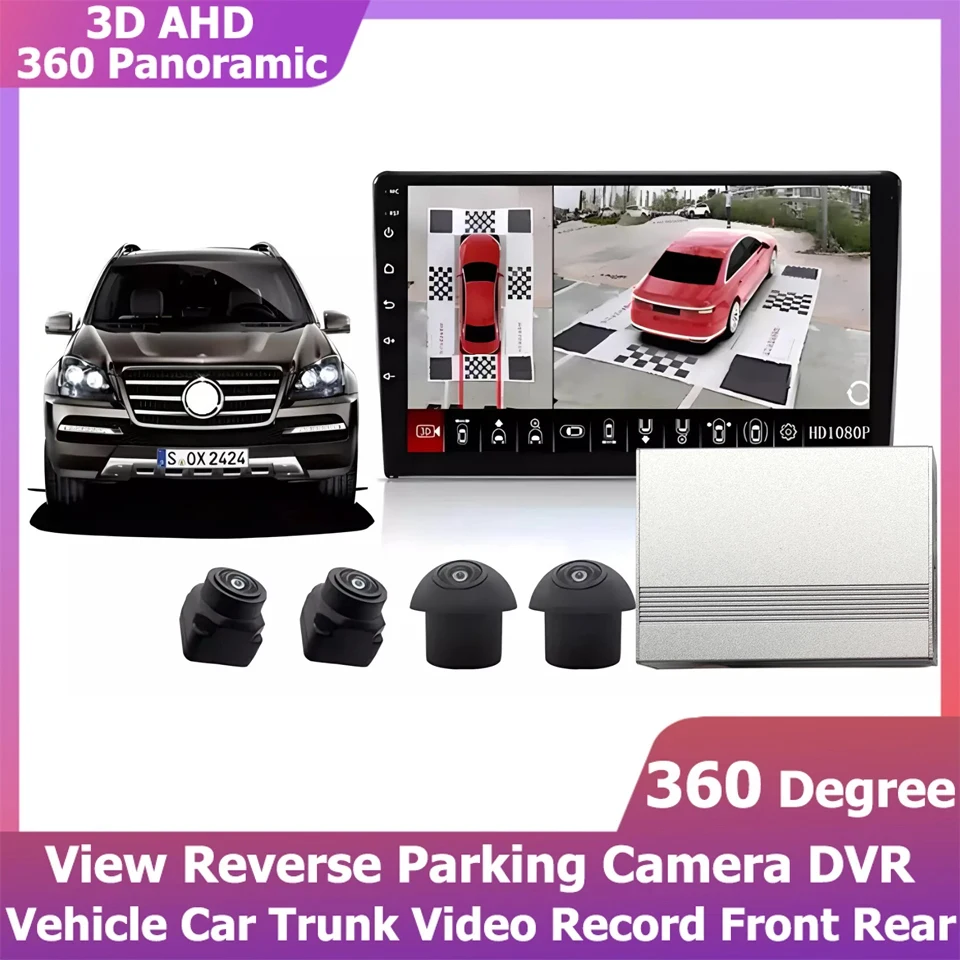 Universal AHD 1080P Car 360 Degree Panoramic Camera Surrounding Bird View Reverse Parking Camera DVR  Wireless Knob HDMI
