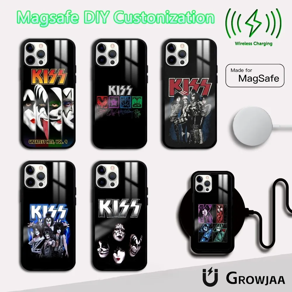 K-KISS Band Rock Roll Phone Case For IPhone 16 15 14 13 12 11 Pro Max Plus Mini Magsafe Mirror Wireless Magnetic Cover