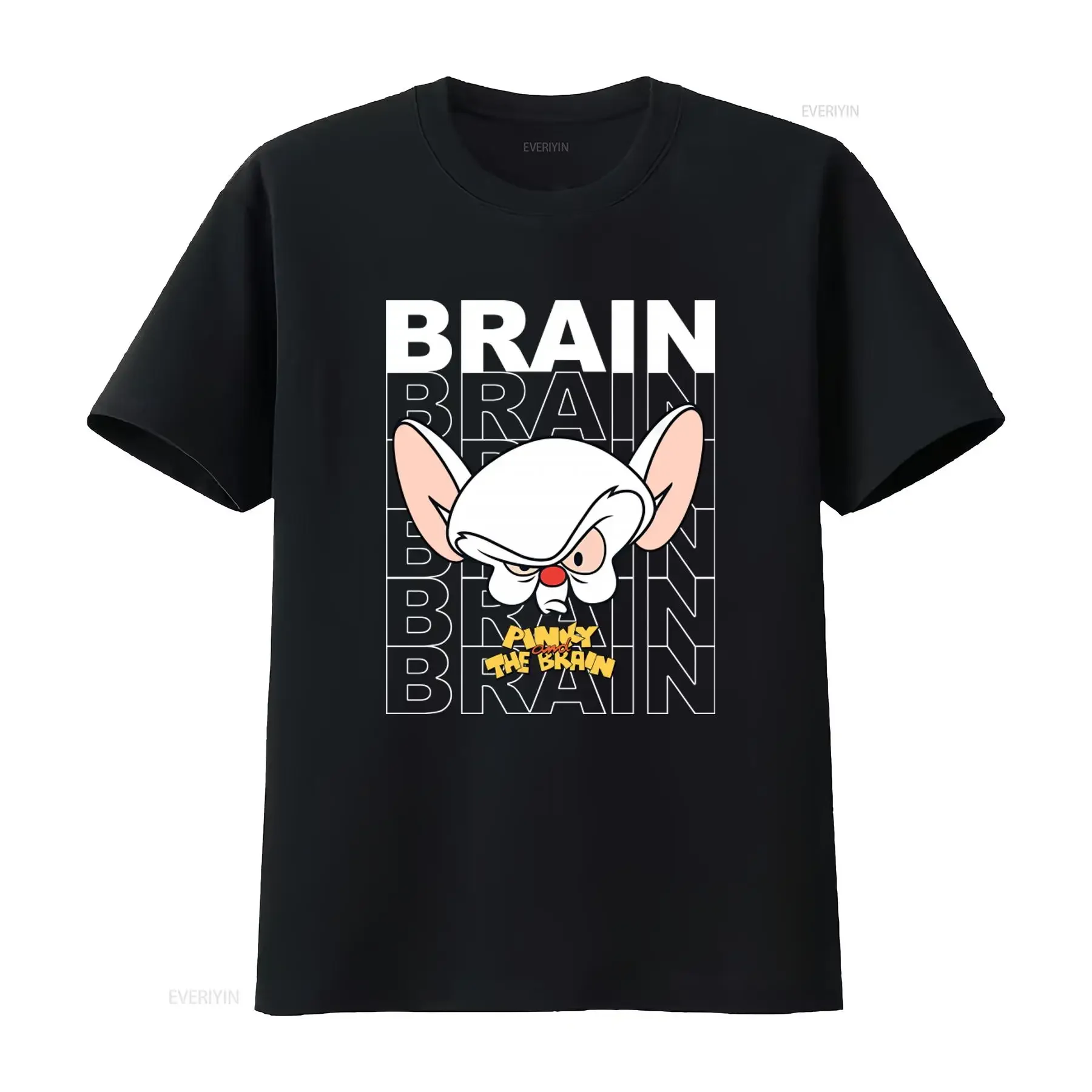 Brain Face Pinky and the Cartoon Character T Shirt for Fashion Casual vintage Washed designer clothes Stretched Slightly