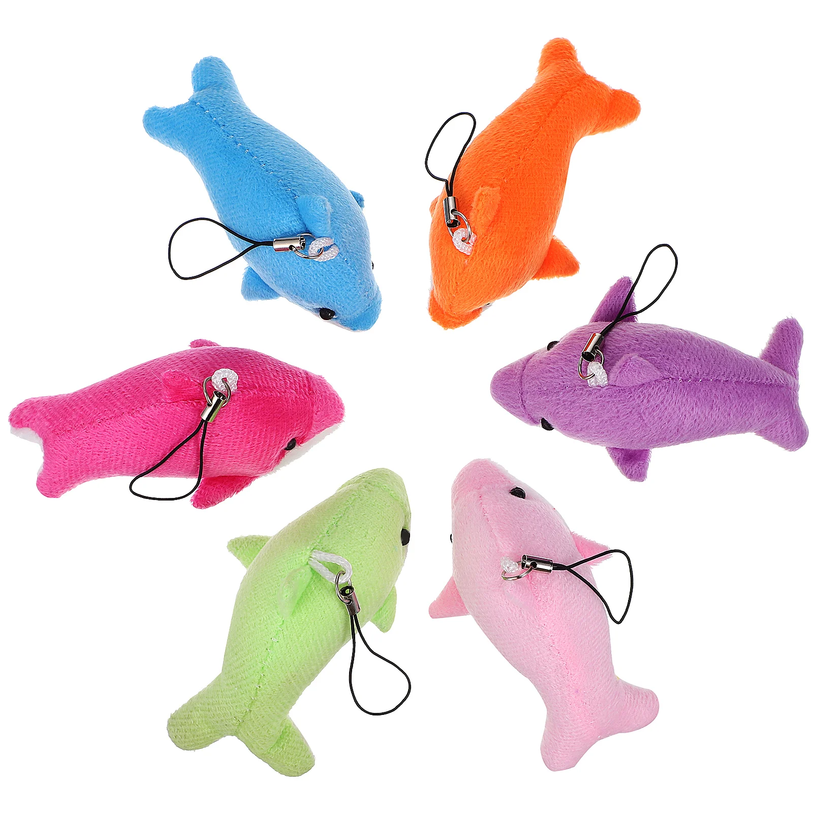 

6 Pcs Mini Backpack Keychain Stuffed Dolphin Decor Party Favors Pendant Gift Small Charms Hanging