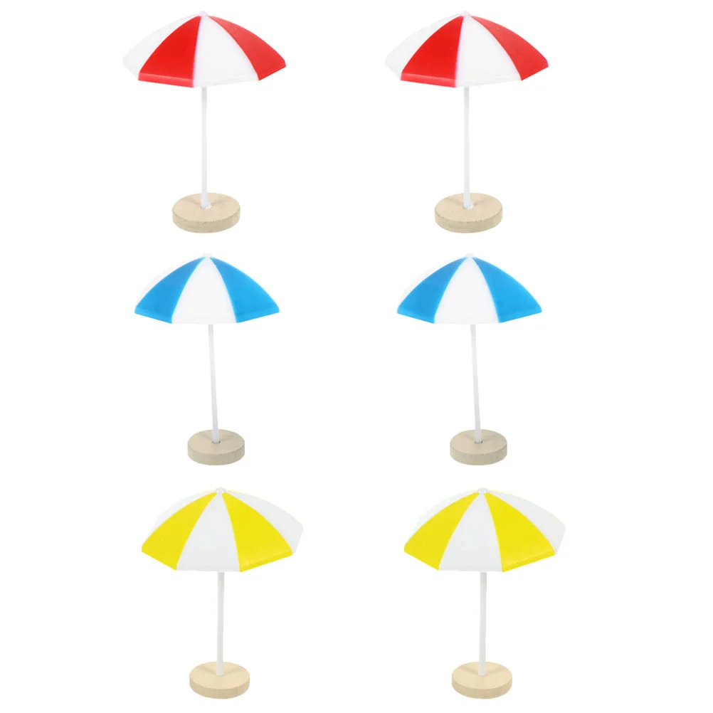 

6 Pcs Fantastic Beach Umbrella Micro Landscape Decor Miniature Garden Ornament Accessories Plastic