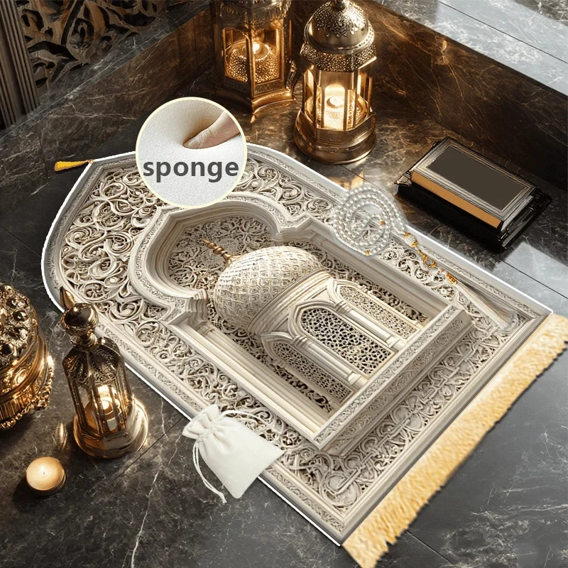 

VIKAMA Islamic Muslim Prayer Rug Soft Non-slip Warm Worship Carpet For Home Religious Spiritual Space