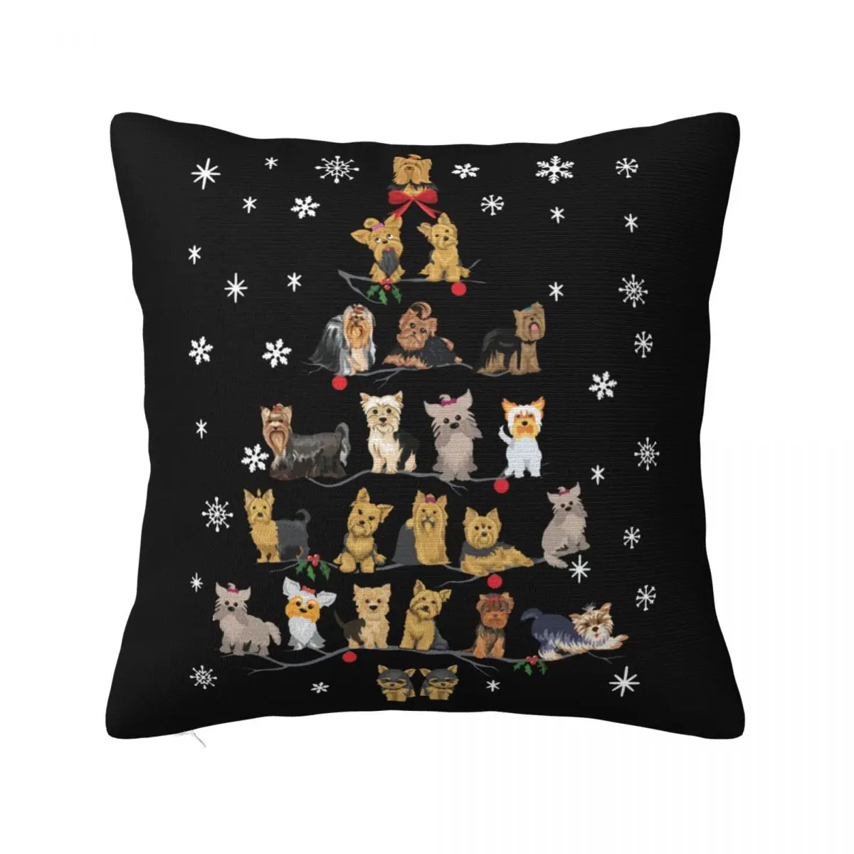 Yorkshire Terrier Christmas Tree Popular Tagless More Colors Hip-Hop Designing Print Leisure Pillow Case