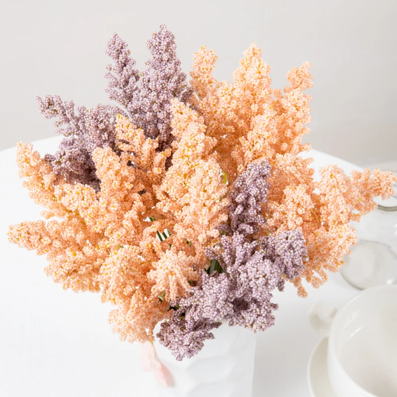 6 Pieces /Bundle PE Lavender Cheap Artificial Flower Wholesale Plant Wall Decoration Bouquet Material Manual Diy Vases for Home