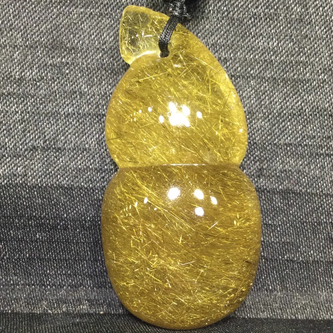 الذهب الطبيعي Rutilated قلادة من الكوارتز برميل زهرة Rutilated الكوارتز مجوهرات 43*21.5*15 مللي متر الرجال النساء البرازيل AAAAAAA