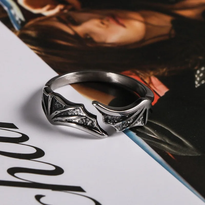 السماء والشيطان، خاتم الجناح، حلقة مفتوحة، خاتم الزوجين، مجوهرات من الفولاذ المقاوم للصدأ SA1194 #2