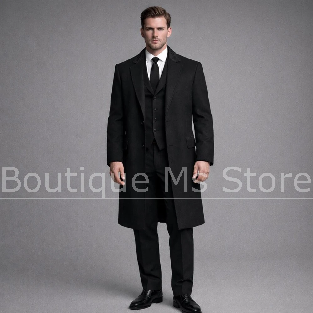 

Men's Black 3 Piece Suit Set Slim Single Breasted Formal Business Casual Outfit Elegant Wedding Party Prom Gentleman Tuxedo
