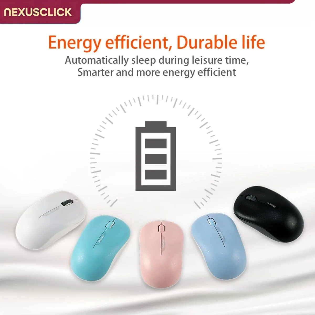 NexusClick Ergonomic 2.4G Silent Office Wireless Mouse,Plug & Play USB Receiver,DPI Adjustable,Energy Saving Long Standby Mice