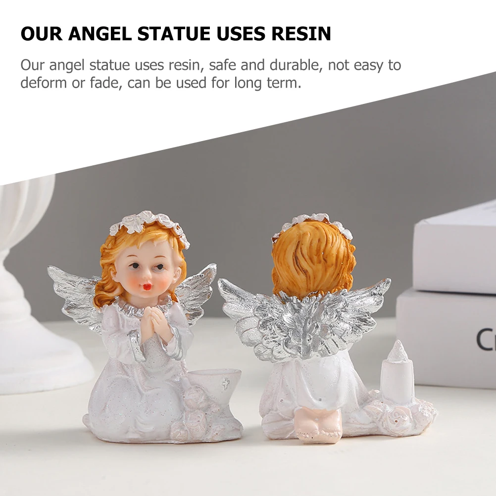 

2Pcs Garden Decoration Resin Angel Sculpture Elegant Home Ornaments for Living Room Office Desktop Decorative Statue