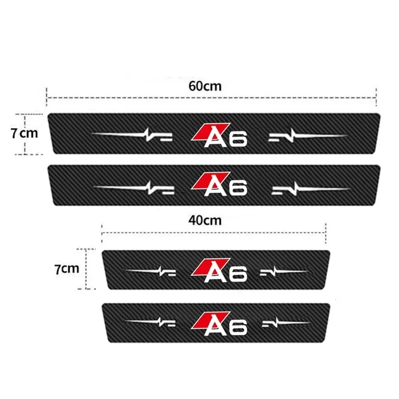 Carbon Fiber Protection Stickers Car Door Threshold Protect Tape for Audi A6 Sill Scuff Scratch Bumper Decals Auto Accessories