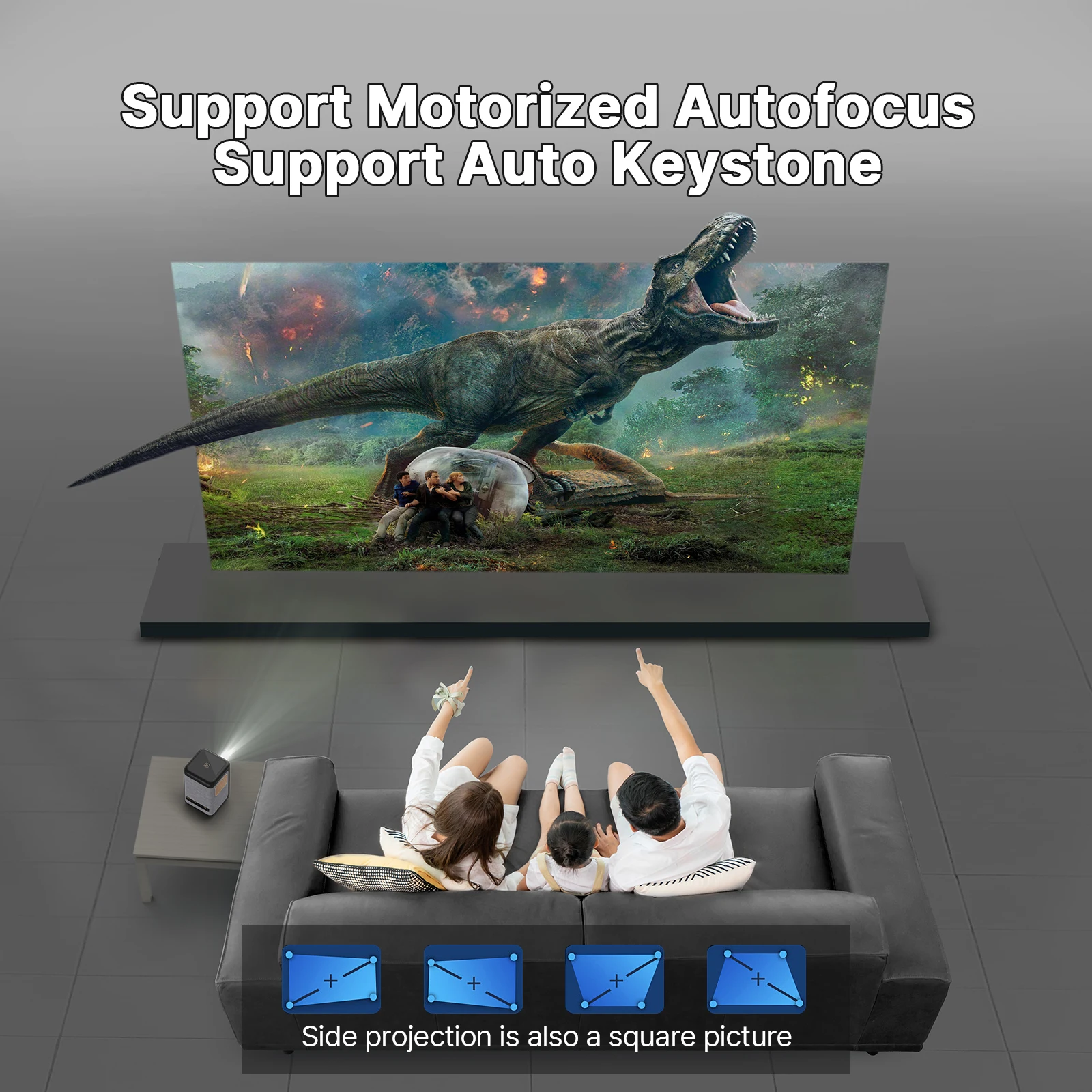 Mini Projector 4K 1080P Support, Portable Projector Android System Outdoor Movie Projector Compatible with Phone