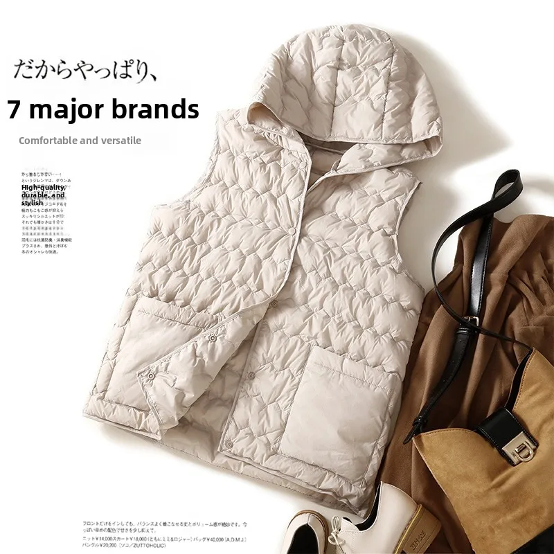 

Women's Lightweight down Cotton Vest Autumn Winter Design Hat Warm Coat Zipper Closure Cotton Filling Loose Fit Regular Length