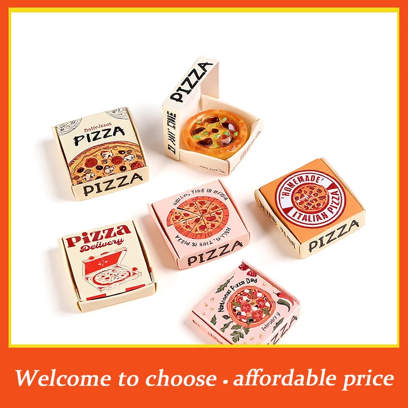 

*6pcs new Doll House Accessories resin+paper Kitchen Food Decor Toy Dollhouse Miniature Pizza Or Packing Box Model