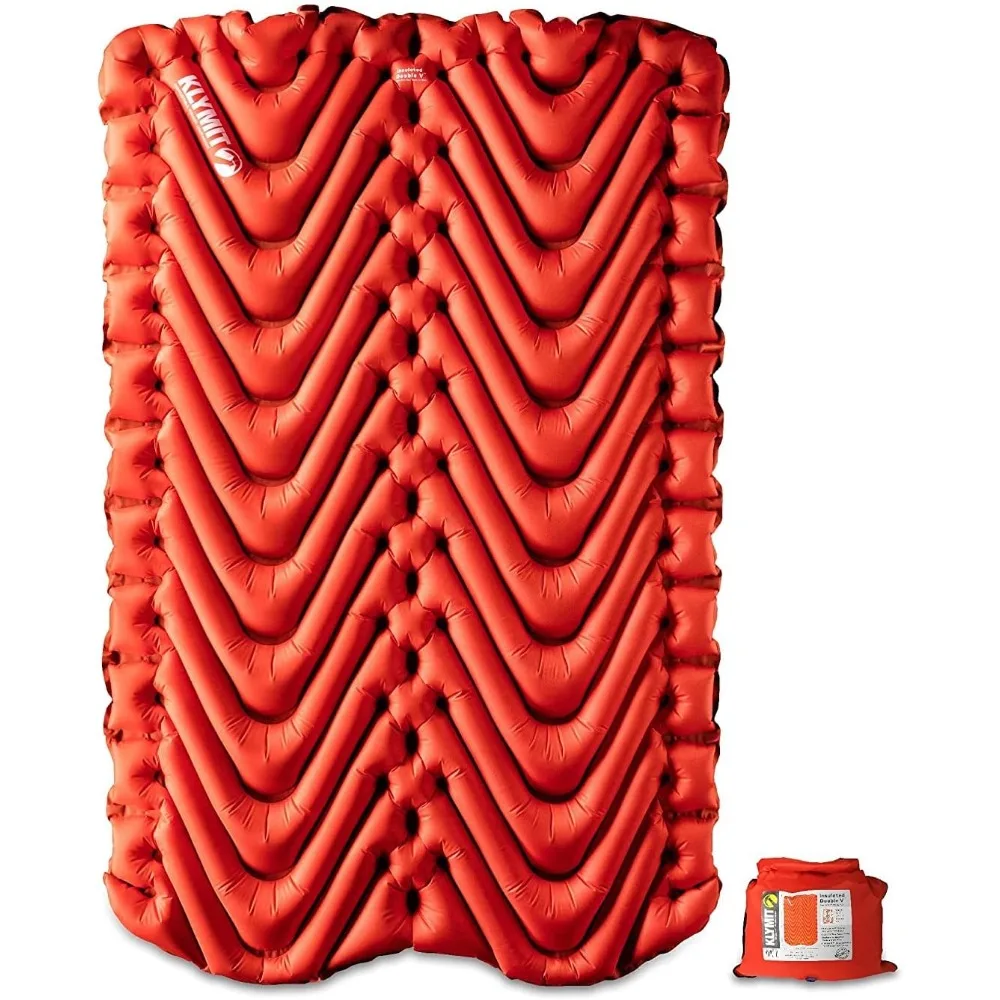 Insulated Double V Inflatable Sleeping Pad | Thick, Lightweight, Easy to Inflate, Foldable Air Bed for Camping & Backpacking