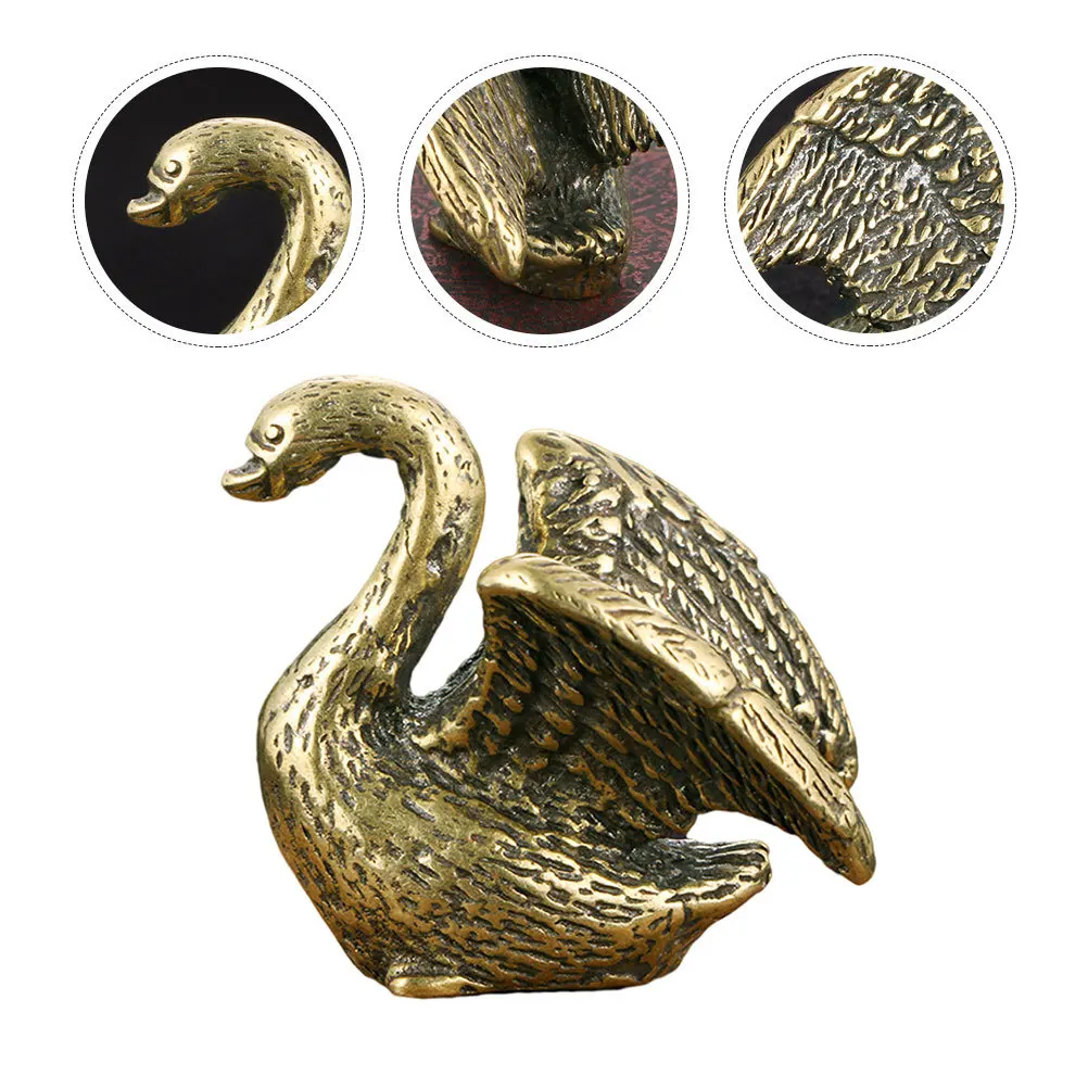 

Retro Brass Swan Statue Small Desktop Decoration Golden Animal Sculpture Creative Animal Decor Brass Swan Statue