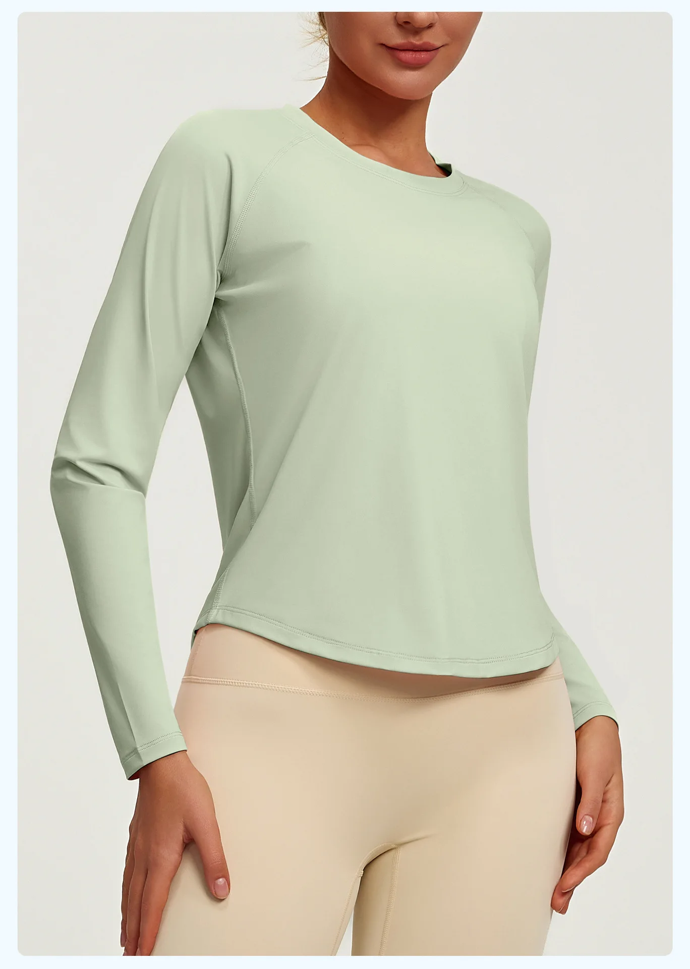 2026 Frühling Sommer Neue Damen Yoga-Top Locker Sitzendes Atmungsaktives Sport-Langarmshirt Einfarbiges Basic-Oberteil Reitbekleidung – Detail 22
