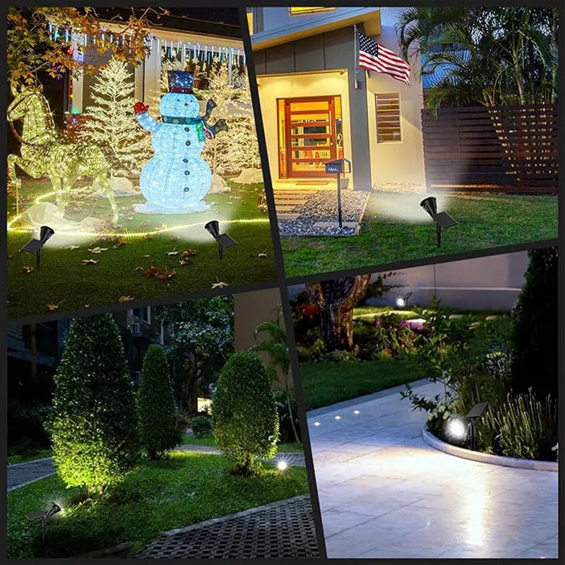 Impermeável Solar Powered Lawn Lamp, holofotes ao ar livre, Spot Light, jardim, quintal, garagem, iluminação paisagem