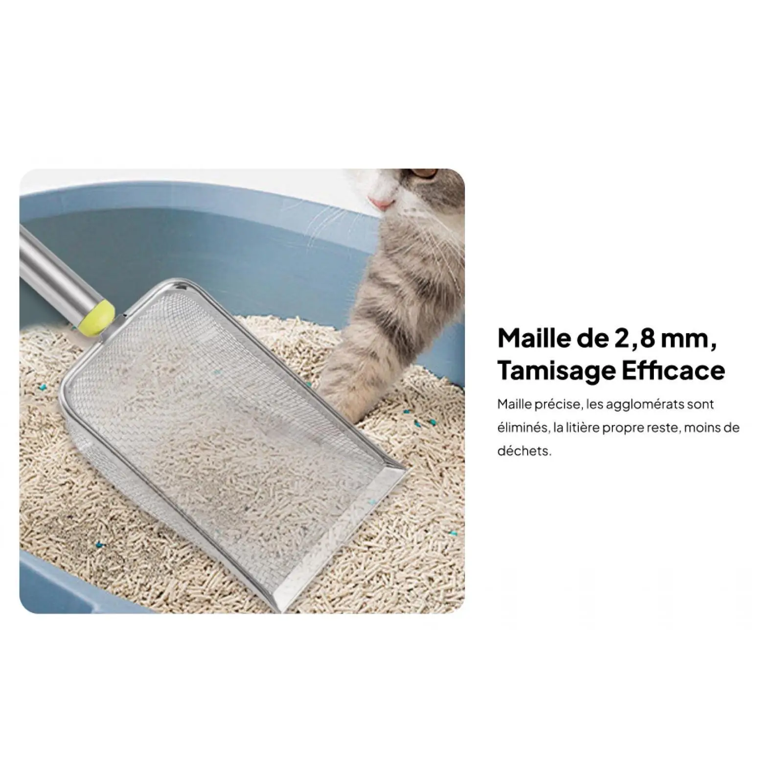 Non Stick Stainless Steel Cat Scooper Fast Sifter Shovel Litter Box Cleaning Tool for Kitten Litter Tray