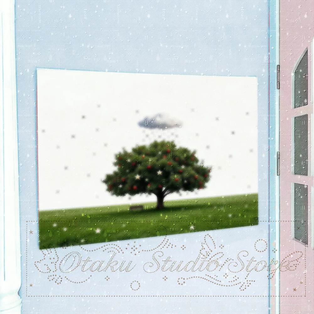 ふわんふわん Surreal Apple Tree Floating Cloud Star Rain Dreamy Vertical Tapestry Fantasy Art Door Wall Hanging