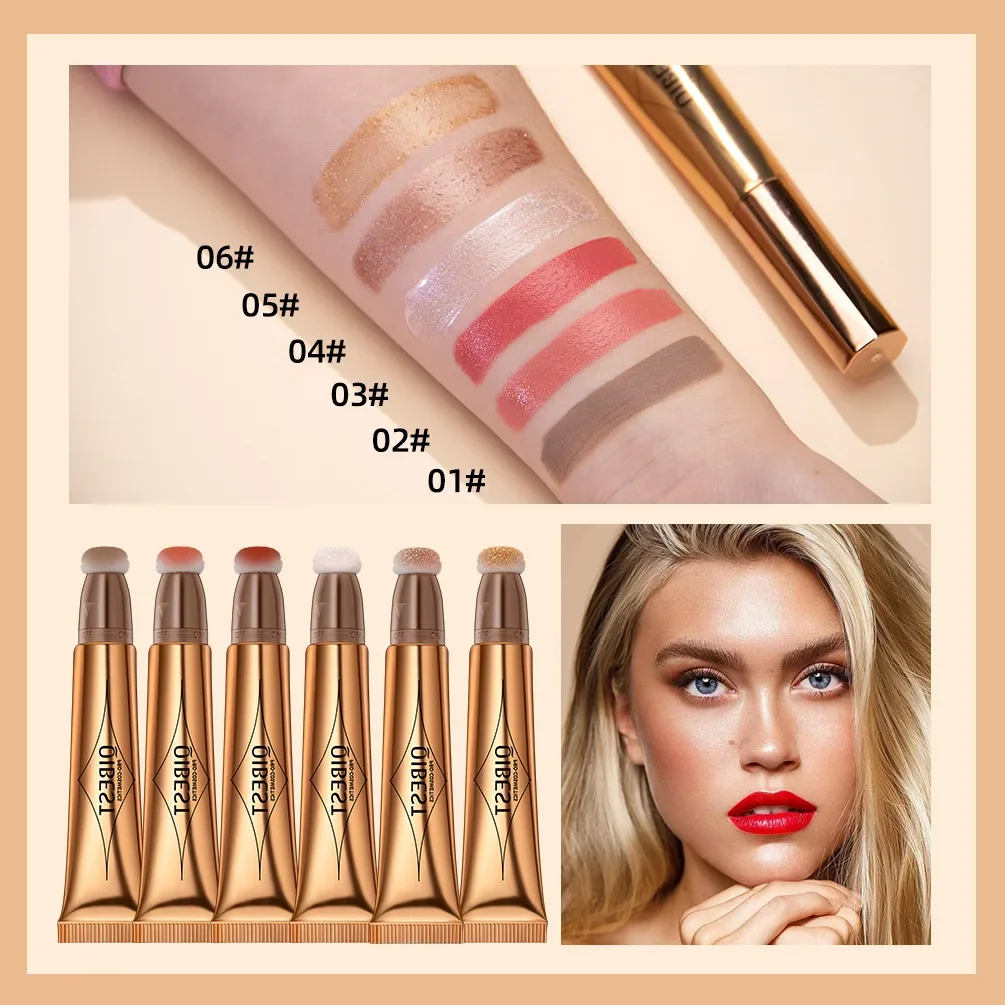 QIBEST Multifunktionaler Make-up-Stift, Rouge, Hochglanz-Reparaturstift, perlmuttartig, feiner Glitzer, matt, hellt das Gesichts-Make-up auf natürliche Weise auf