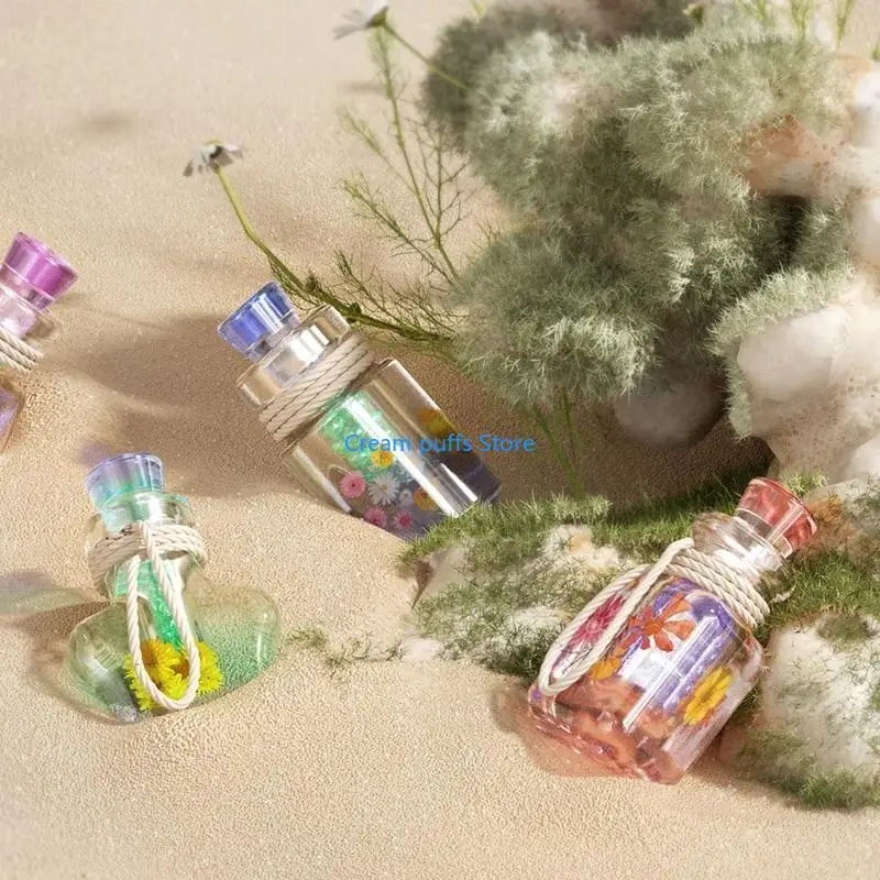 

50LE Drift Bottle Silicone Mold DIYs Crystal Epoxy Resin Star Heart Wishing Bottle Molds Night Decorative Plaster Concrete