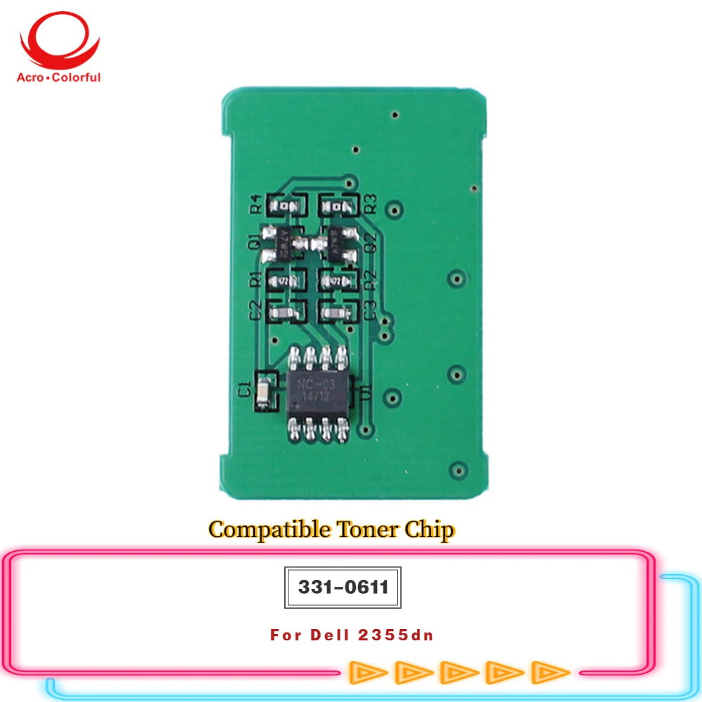 Compatible 331-0611 Toner Reset Chip for Dell 2355dn Black Laser Printer Cartridge Reset Chip Manufacturer 10K