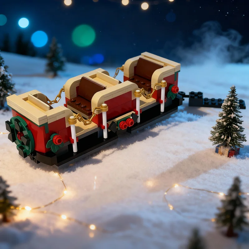 

276pcs MOC Christmas Tram Wagon Seasonal Model Building Blocks Architecture DIY Christmas Gifts Assemble Creative Toys Idea