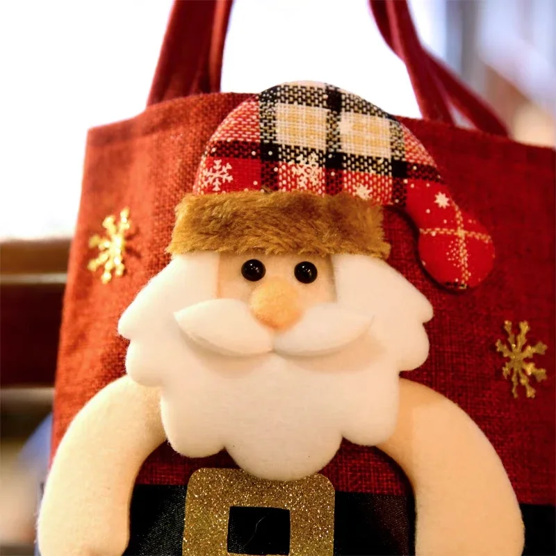 20PCS Christmas Tote Bags Snowman Fawn Father Christmas Gift Bags Children\'s Candy Bags Storage Bags Gifts Christmas Decoration