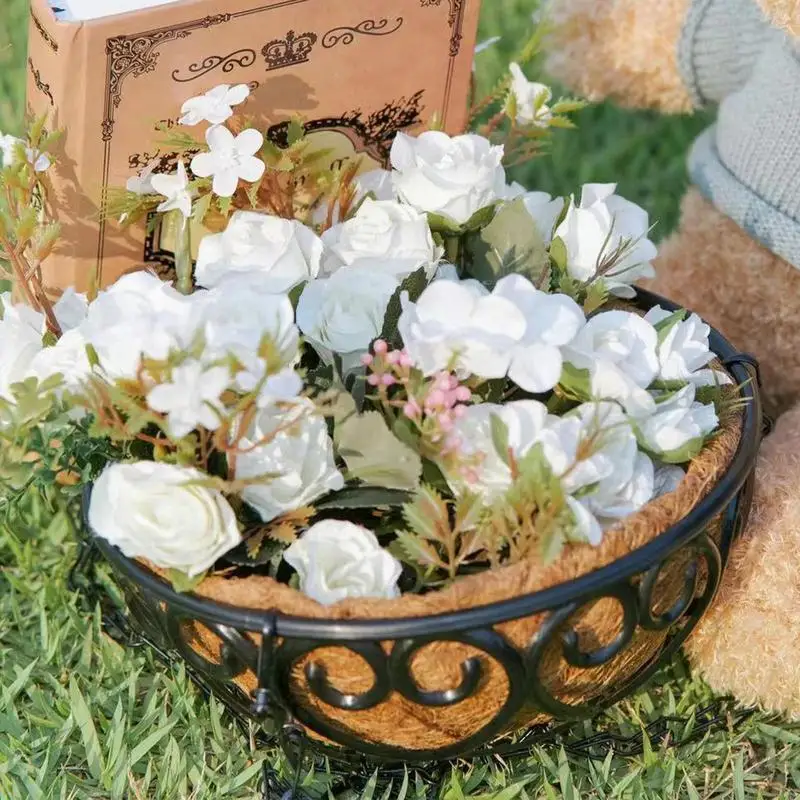 8/10/12 Inch Resin Hangings Planter Wire Flower Baskets Round Plant Holder Coconut Liner Lining Pots for Home Garden Decoration