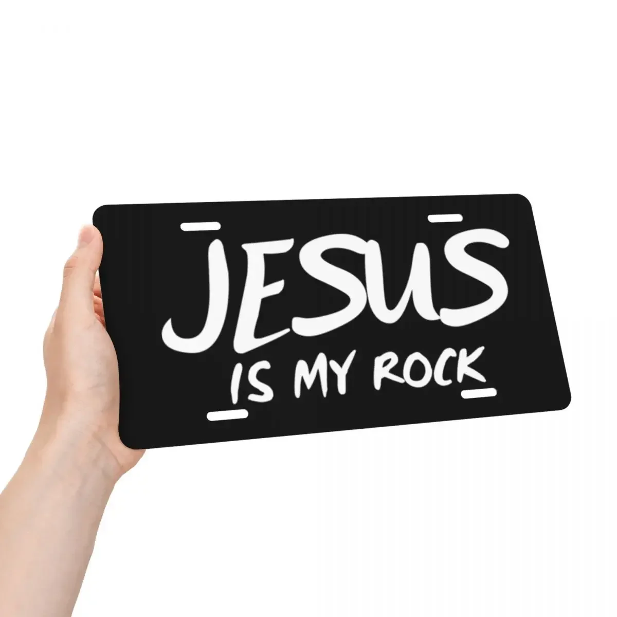 Jesus Is My Rock License Plate Custom Christian Christ Decorative Car Front License Plate Cover Aluminum Vanity Tag 6x12 Inch