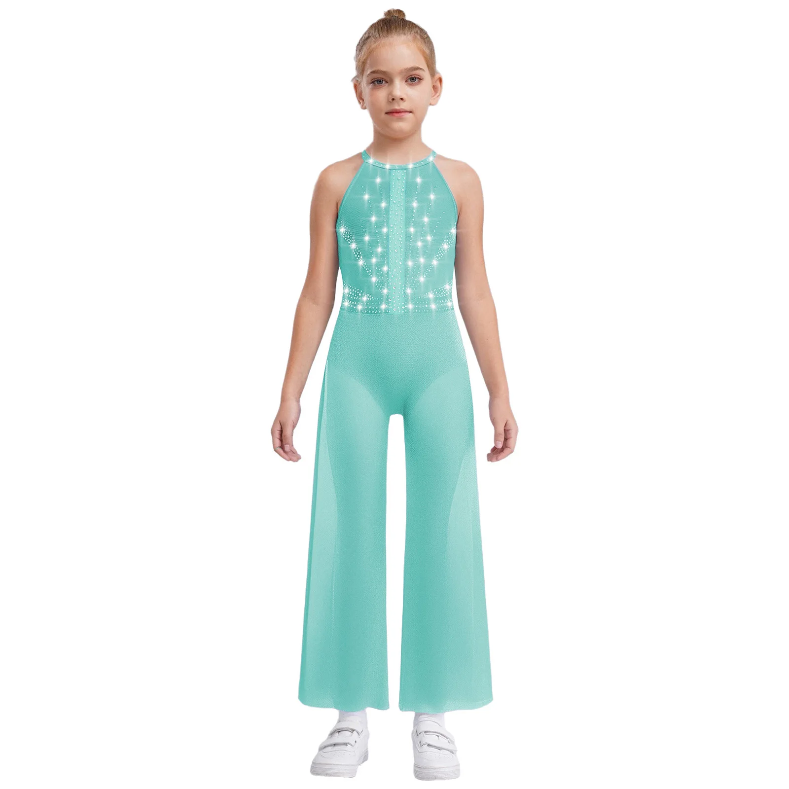 2026 Children's Rhythmic Gymnastics Bodysuit Figure Skating Jumpsuit for Girls Ballet Dance Romper Practice Wide-Leg Pants
