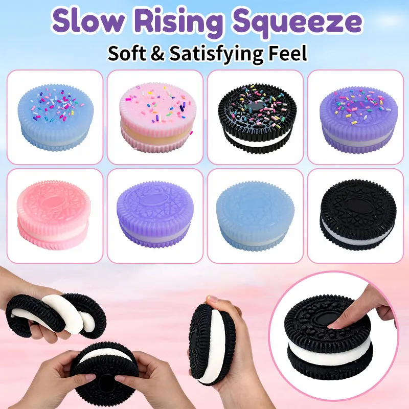 Realistic Food Style Taba Squishy Soft Slow Rebound Pinch Toy Mixed Color Sandwich Design Sugar Particle Inlaid Stress Relax Toy