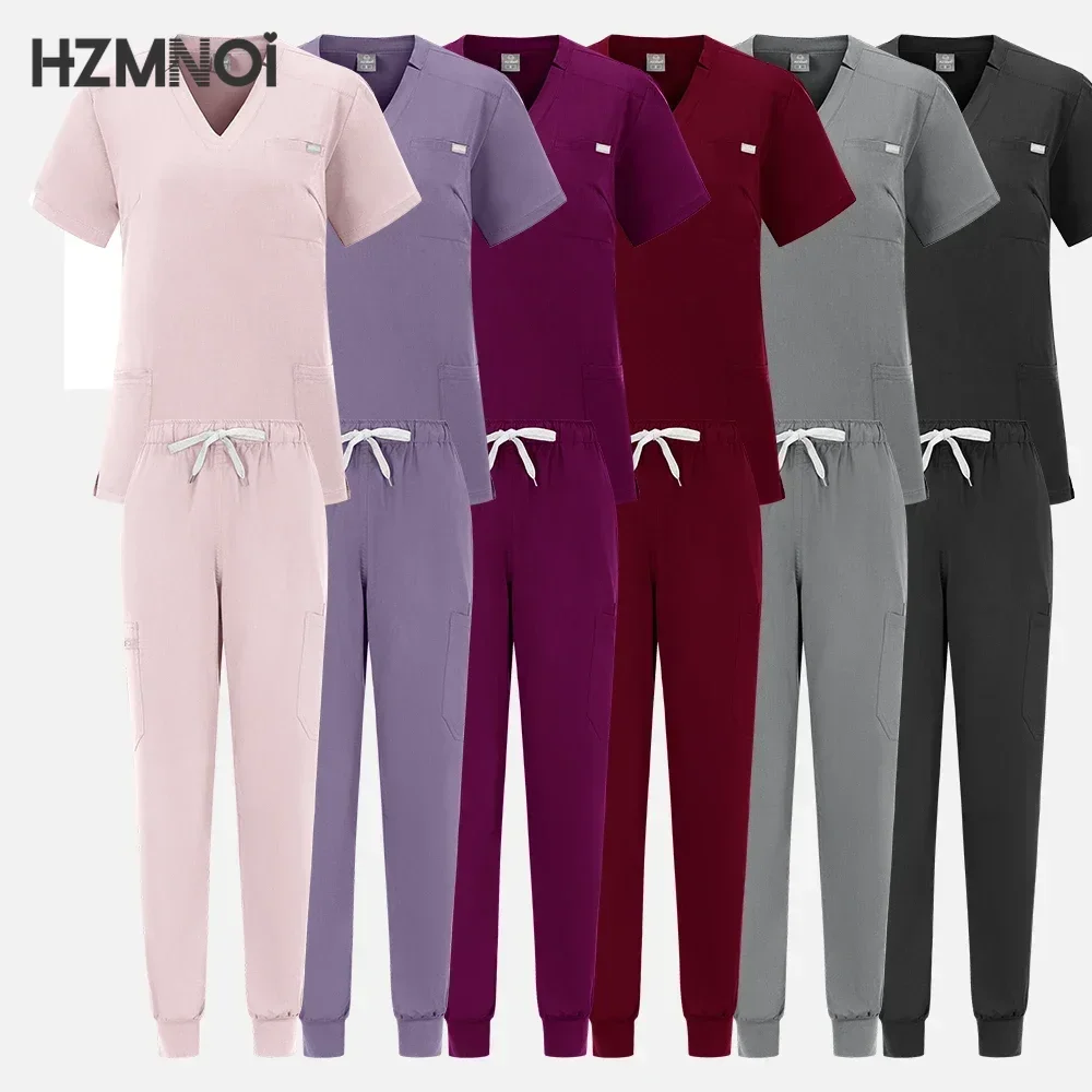 High Quality Fabric Surgical Uniforms Unisex Short Sleeve Scrub Top+Pants Jogger Sets Multicolor Nurse Uniforms Medical Workwear