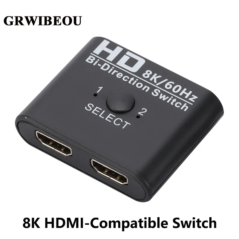 

GRWIBEOU 8K HDMI-compatible 2.0 Switcher Ultra High Speed Two-way Switching 8K@60Hz Splitter Adapter for Ps4/3 Xiaomi TV