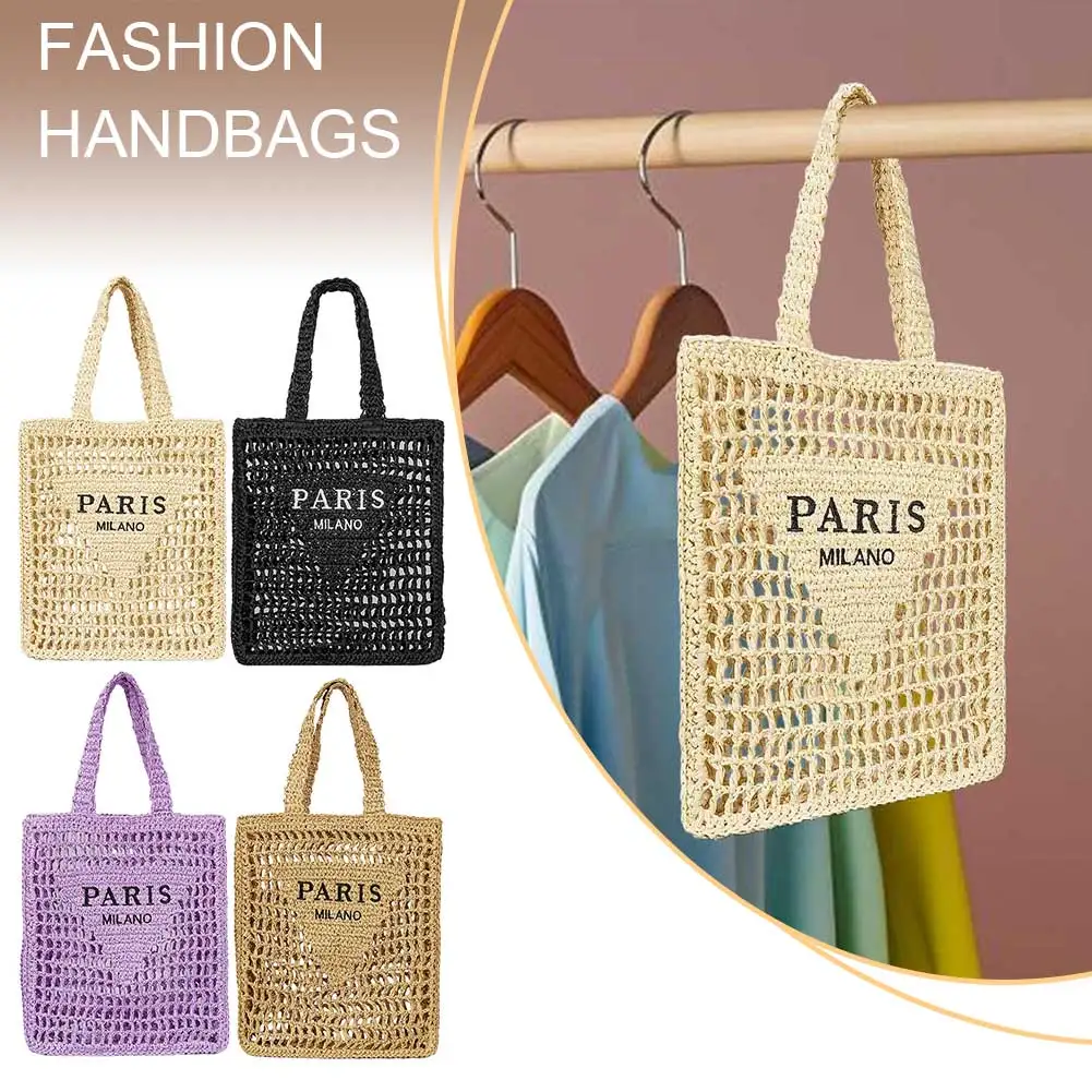 Straw Handbag for Women Hollow Paper Woven Big Tote Summer Beach Bag Ladies Fashion Shoulder Bag Shopper purse 2024