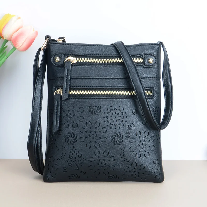 Hollow Out Flower Crossbody Bags For Women Vintage Casual PU Shoulder Bag Handbags For Daily Used & Gift