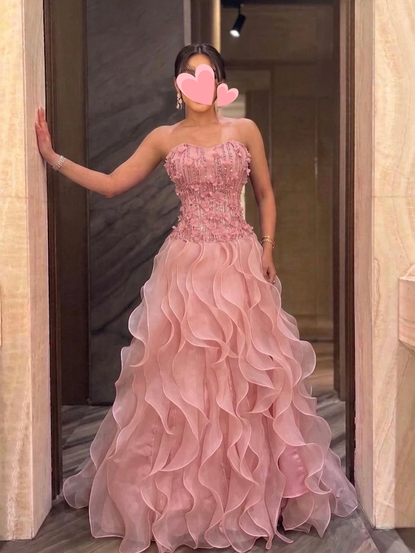 

Oisslec Dress Elegant Vintage Sweet Pink Mermaid Flowers Lace Princess Customize Formal Occasion Prom Dress Evening Party Gowns