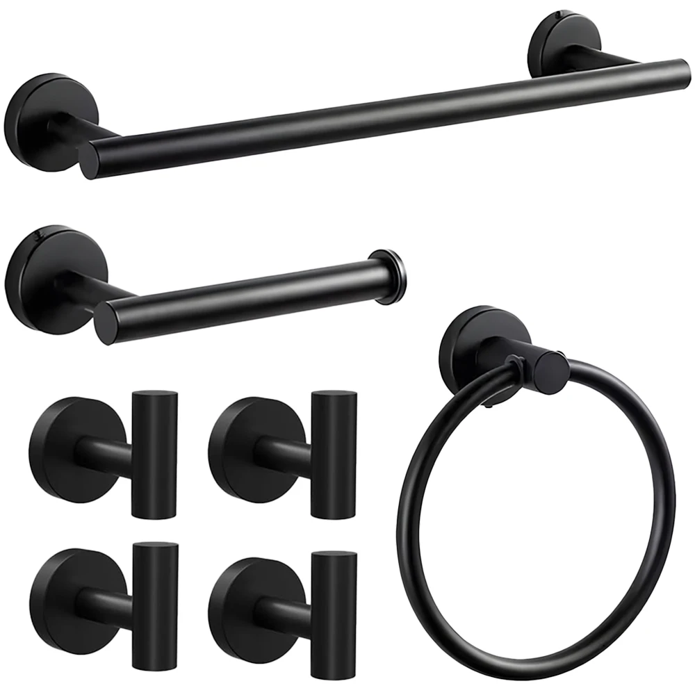 

Набор из 7 предметов для ванной комнаты: держатель для полотенец, кольцо для полотенец, держатель для туалетной бумаги, крючок для халата, аксессуары для ванной из нержавеющей стали (без сверления)